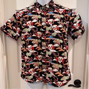 Panda Japan Cherry Blossom Tree Button Down Shirt VSTR Premium small